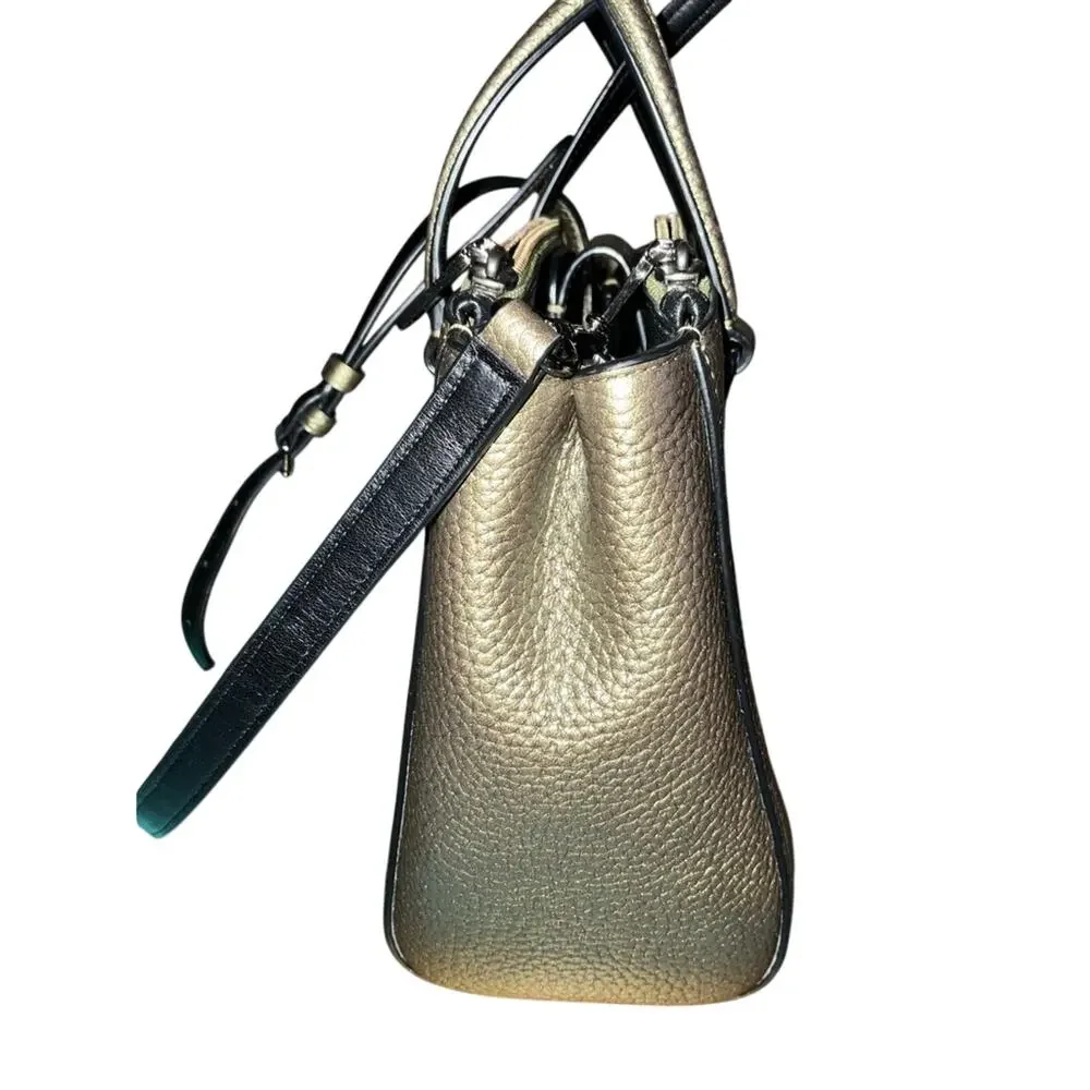 Coach Stanton 26 Carryall Metallic Gold/Olive Pebble Leather EUC